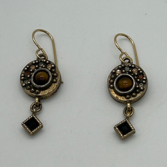 Patricia Locke Dangle Earrings With Antique Brass-Tone Finish Pierced - Picture 2 of 16